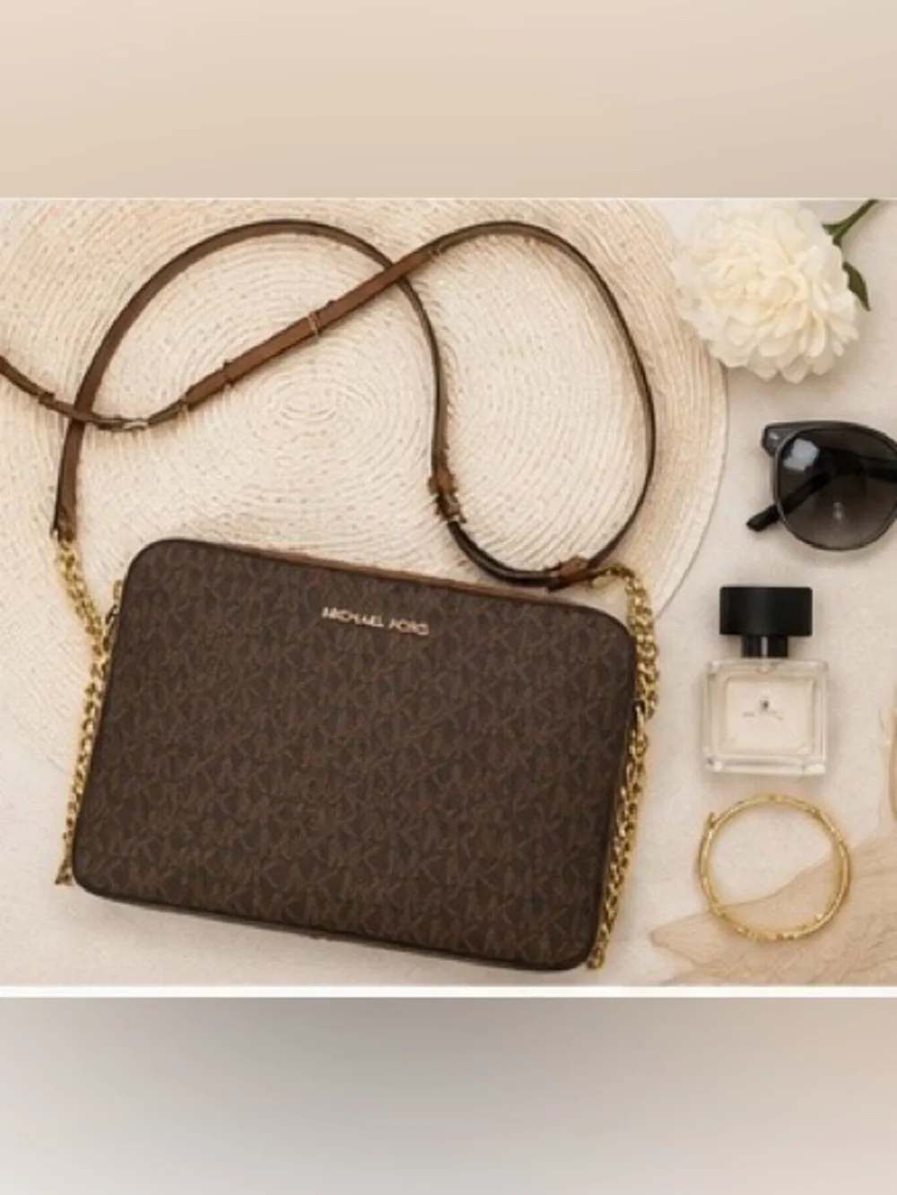 Michael Kors Jet Set East West Crossbody Bag – Signature Brown/Acorn